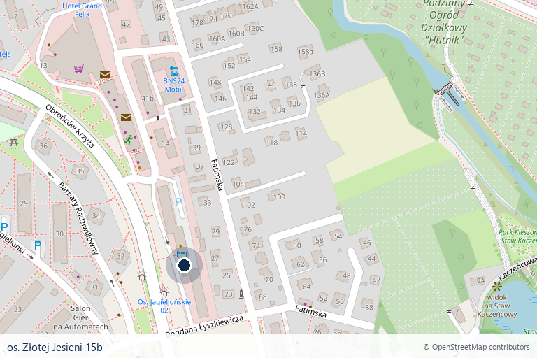 Mapa lokalizacji: os. Złotej Jesieni 15b, Kraków