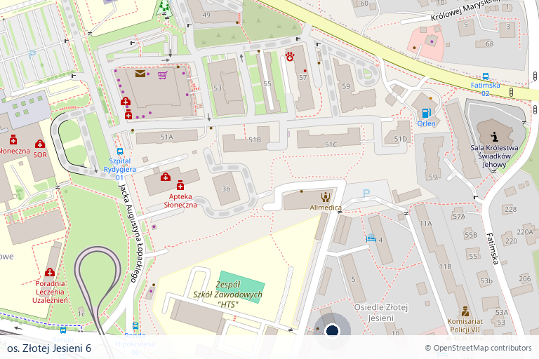 Mapa lokalizacji: os. Złotej Jesieni 6, Kraków